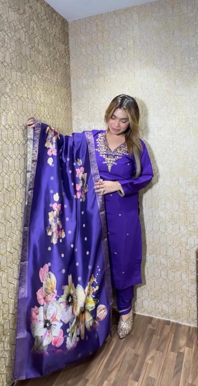 Embroidary printed duppata suit good till to 2xl