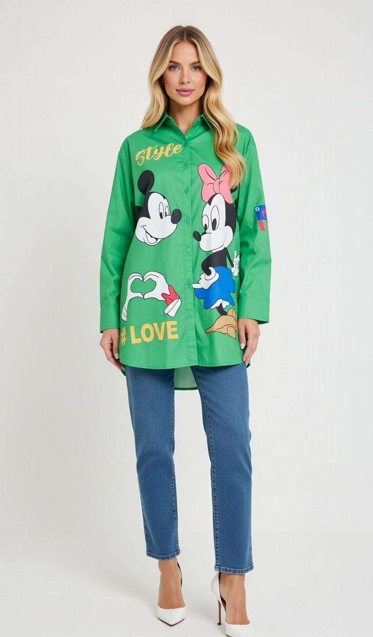 CORTOON PRINTED OVERSIZE SHIRT