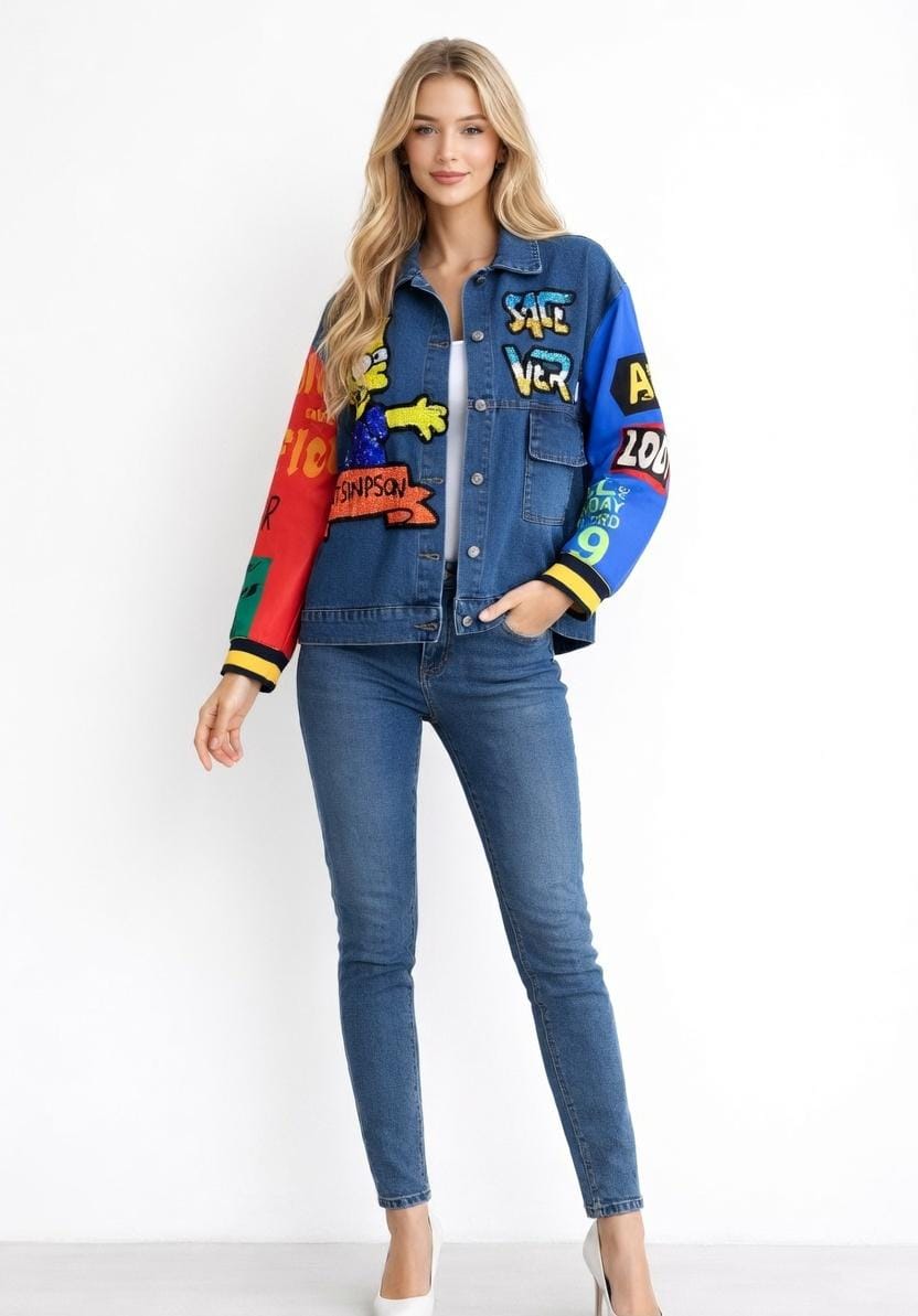 CARTOON PRINTE DENIM JACKET