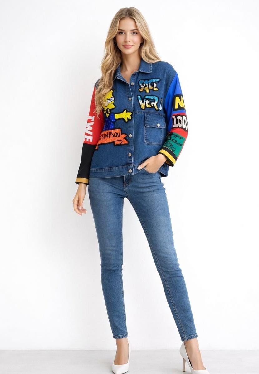 CARTOON PRINTE DENIM JACKET
