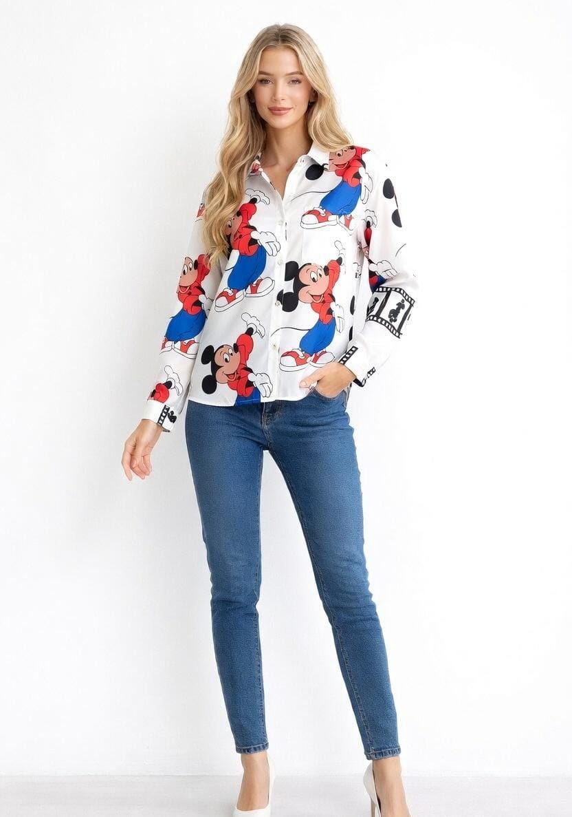 CORTOON PRINTED OVERSIZE SHIRT