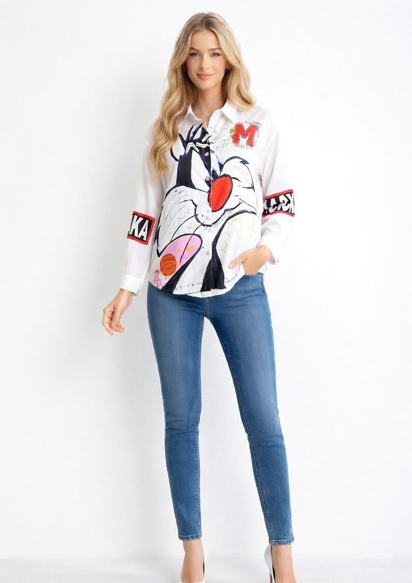 CORTOON PRINTED OVERSIZE SHIRT