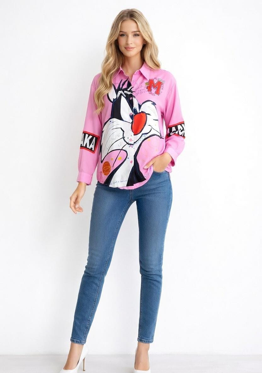 CORTOON PRINTED OVERSIZE SHIRT