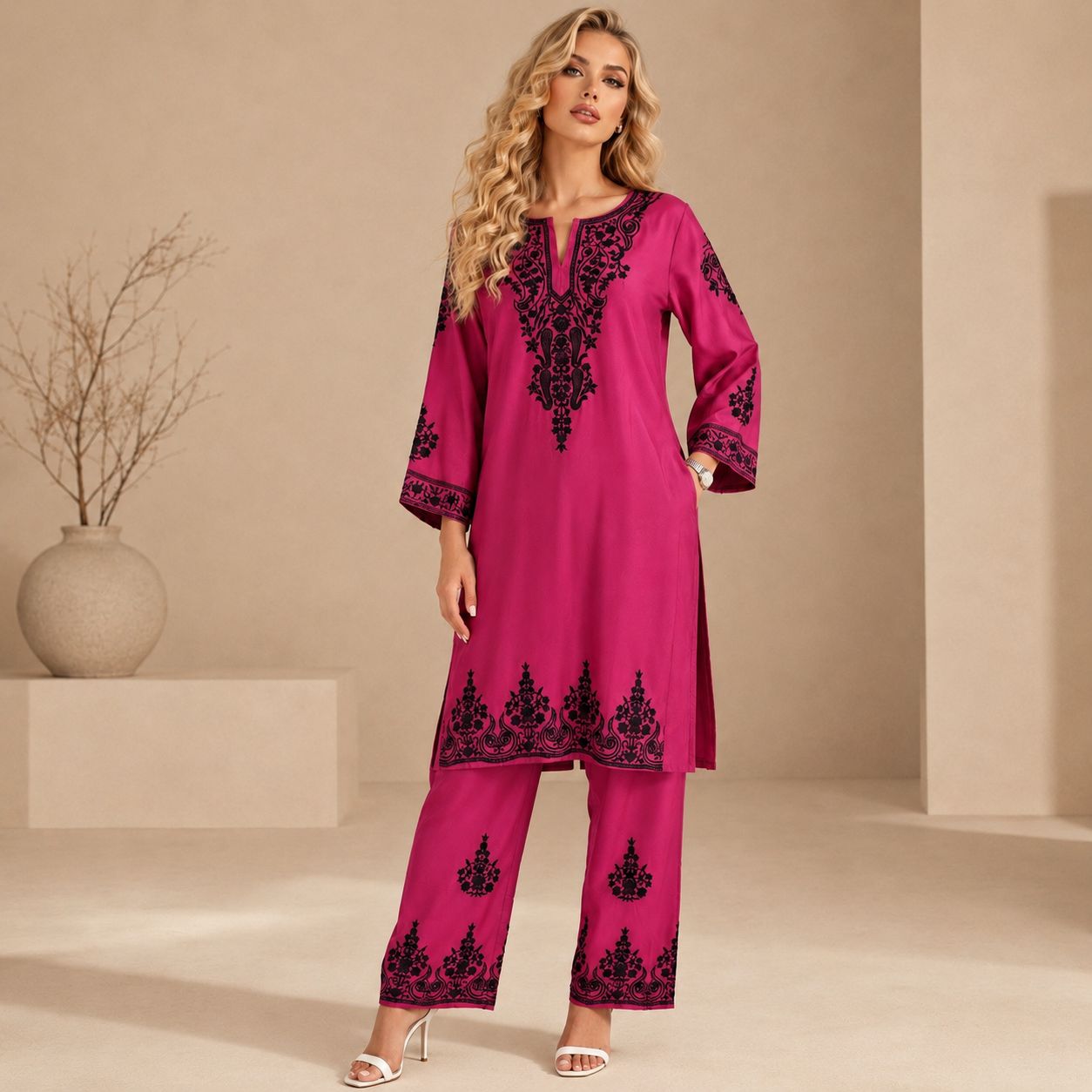EMBROIDERY  KURTI STYLE CORD SET
