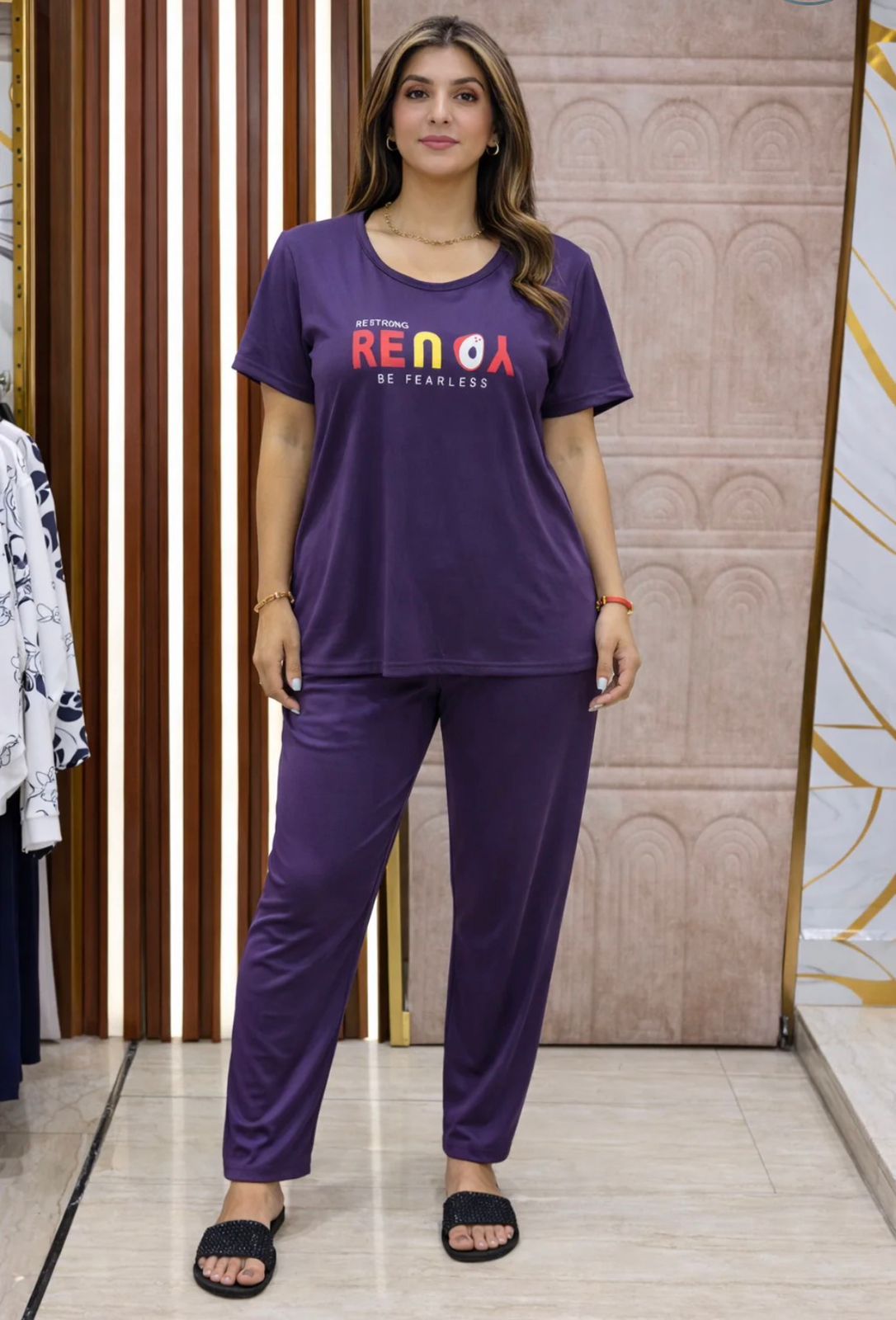 Typography Printed Top with Solid Bottom