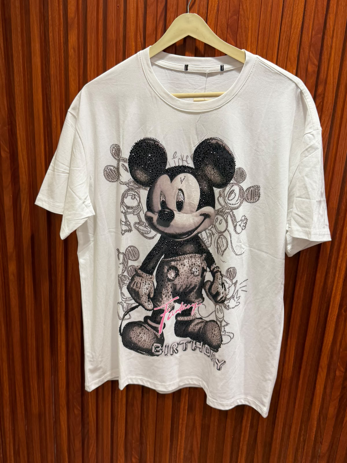 mickey mouse printe rhinestone t-shirt top