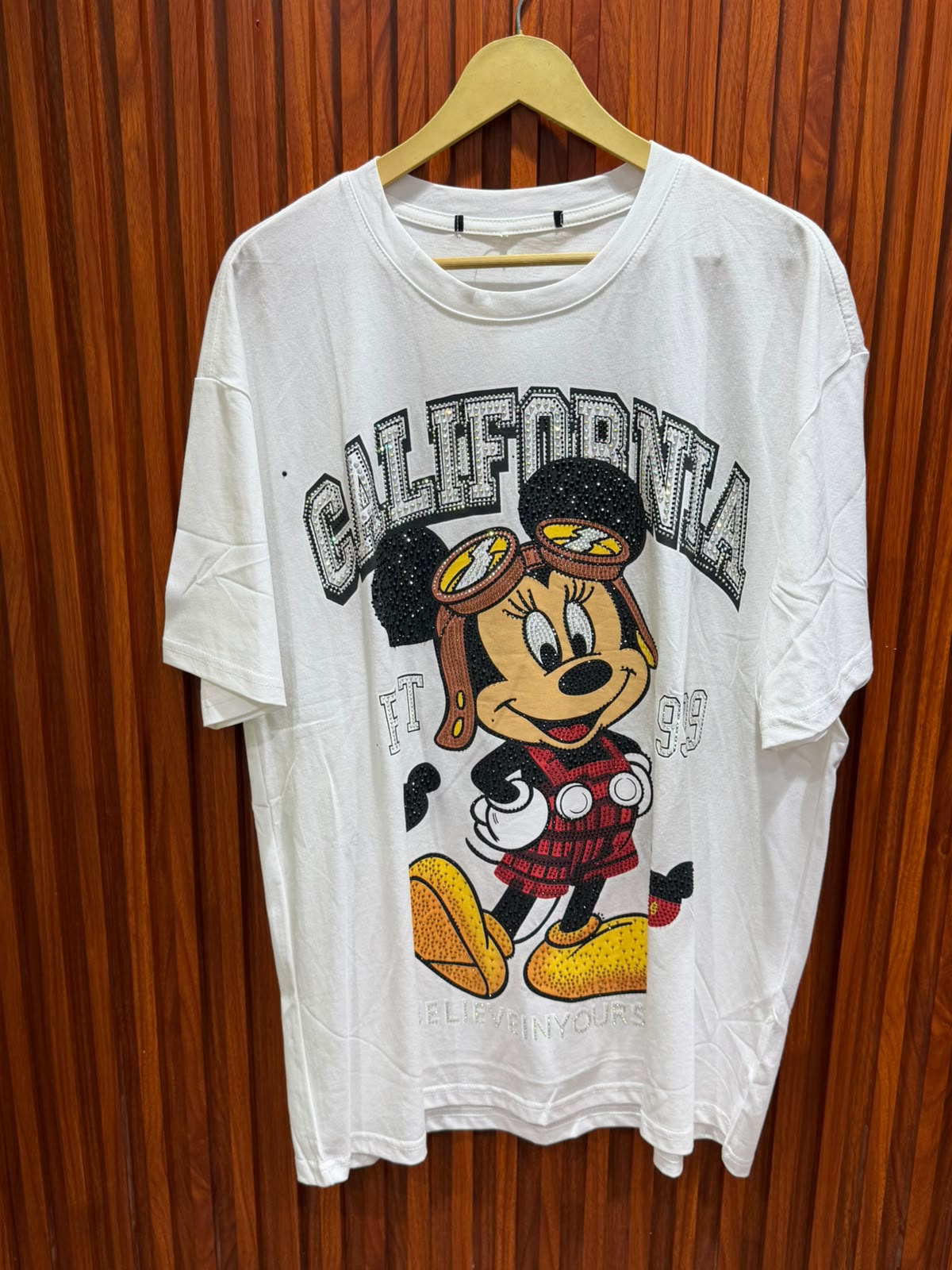 mickey mouse printe rhinestone t-shirt top