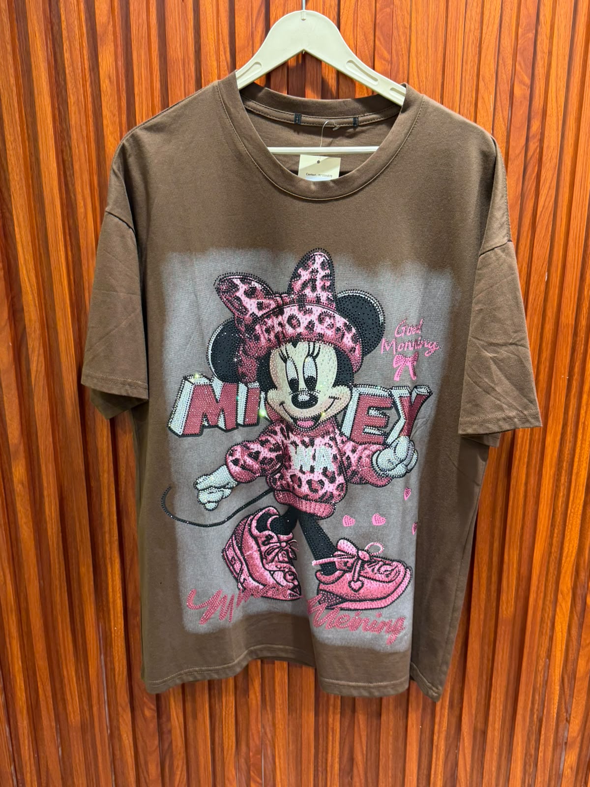 mickey mouse printe rhinestone t-shirt top