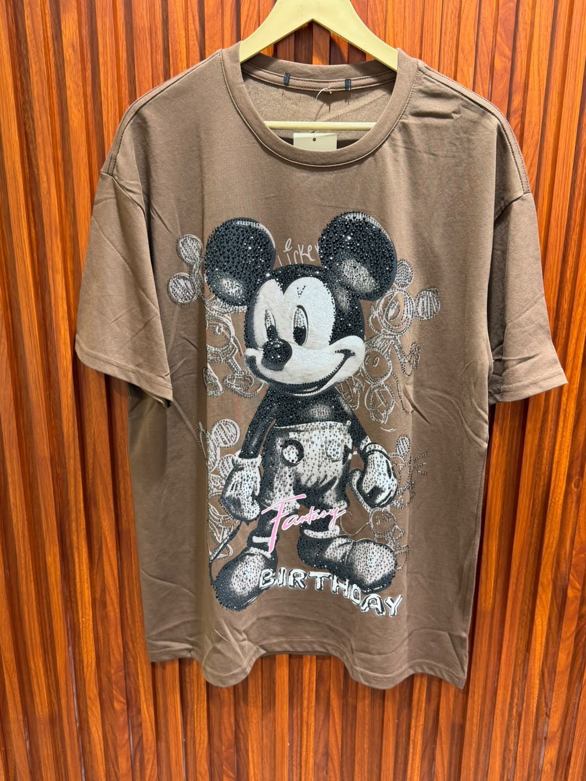 mickey mouse printe rhinestone t-shirt top