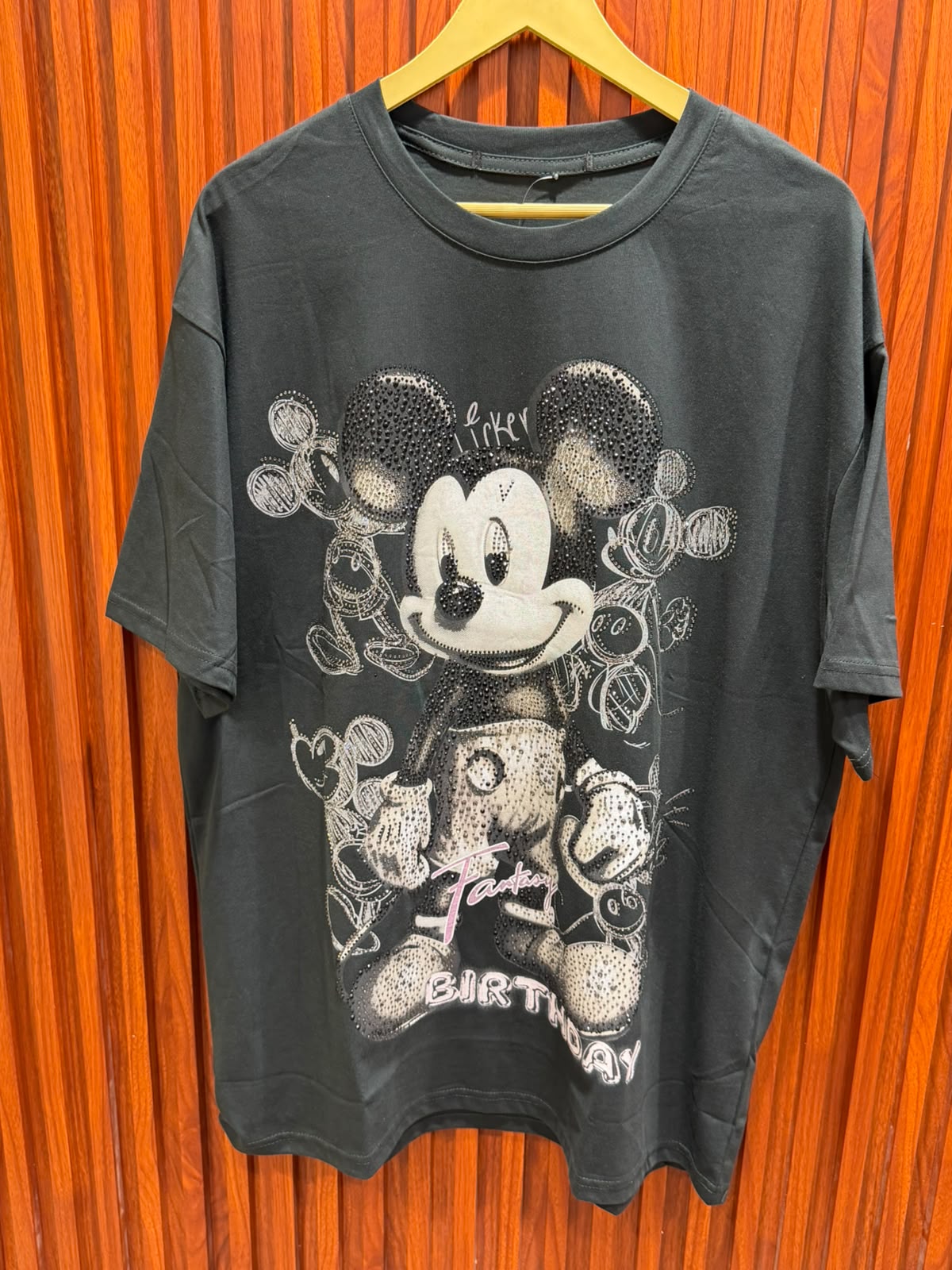 mickey mouse printe rhinestone t-shirt top