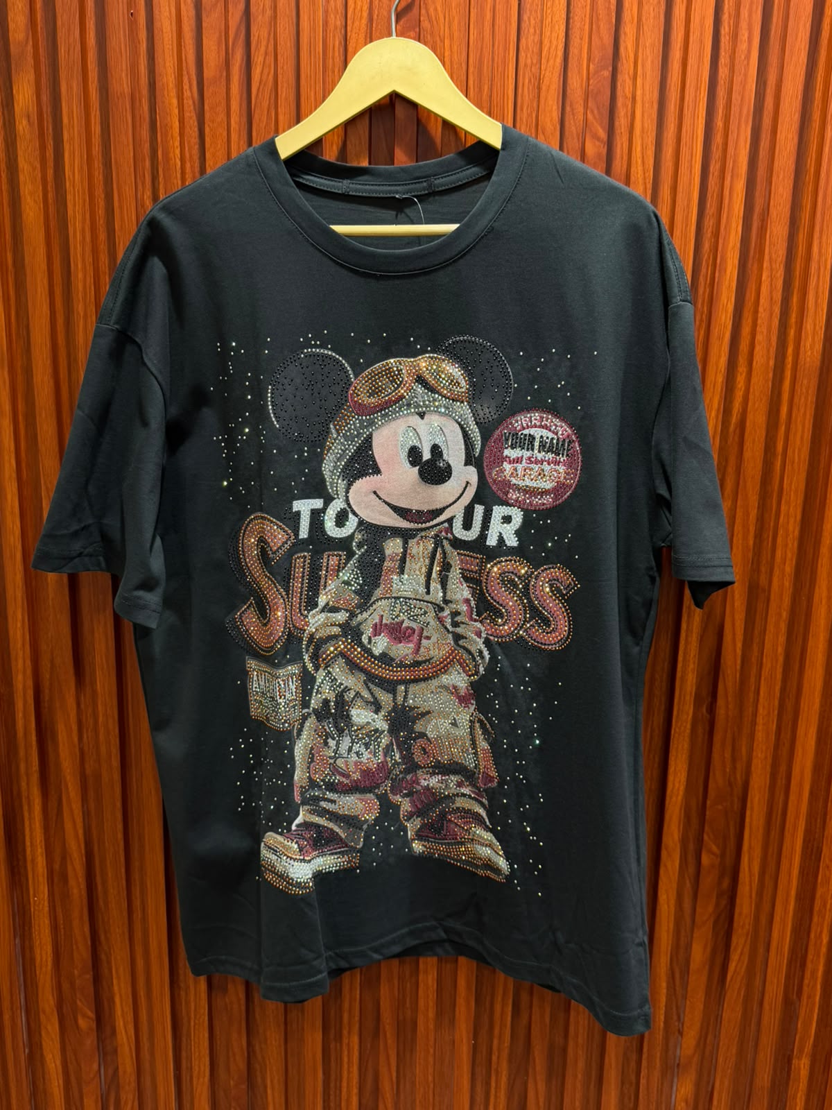 mickey mouse printe rhinestone t-shirt top