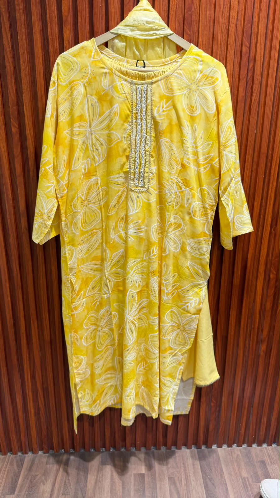 printed suit with plain chunni