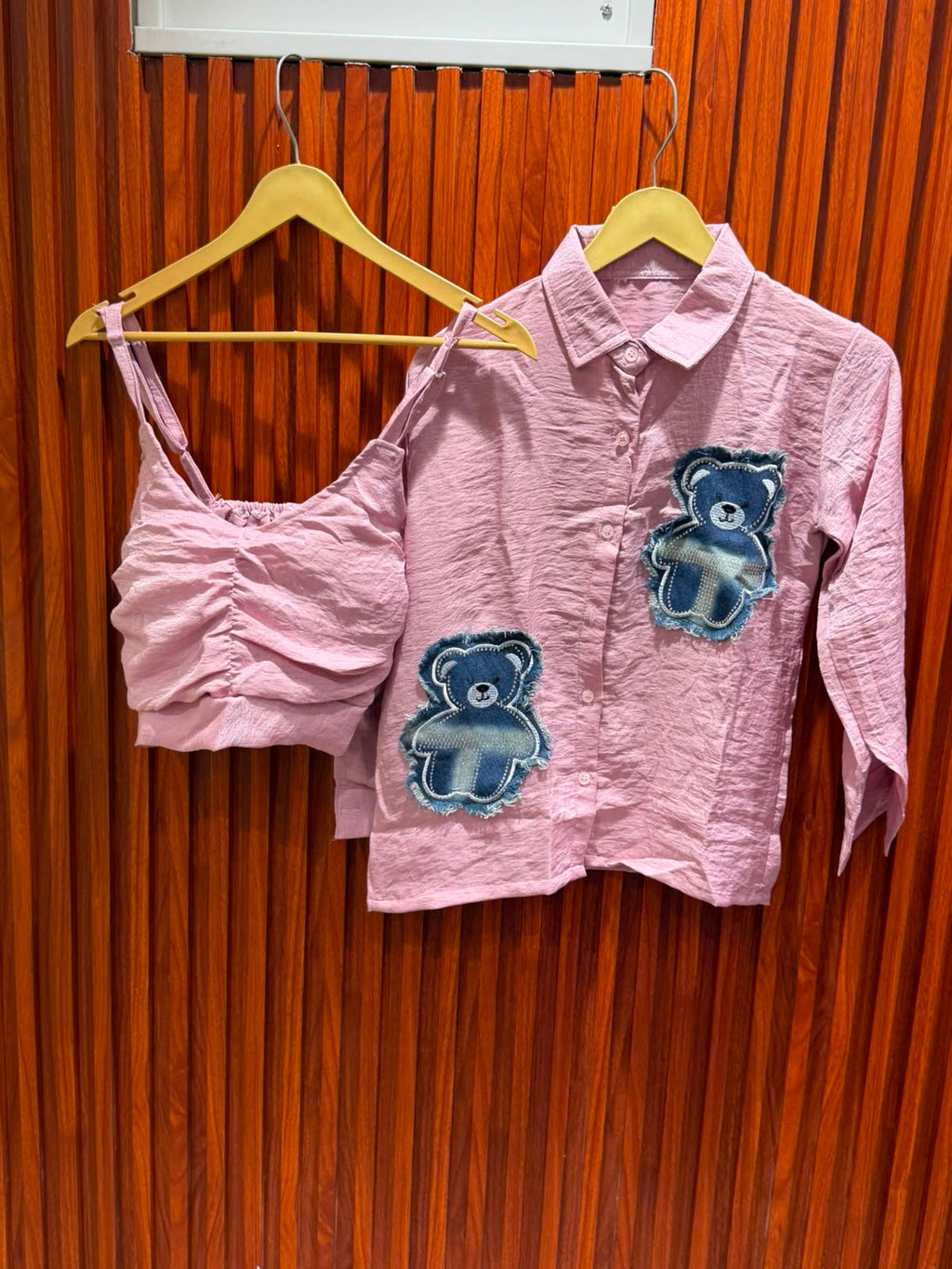 denim teddy cotton shirt with bust inner