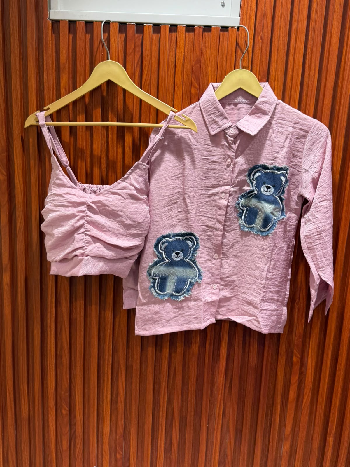 denim teddy cotton shirt with bust inner