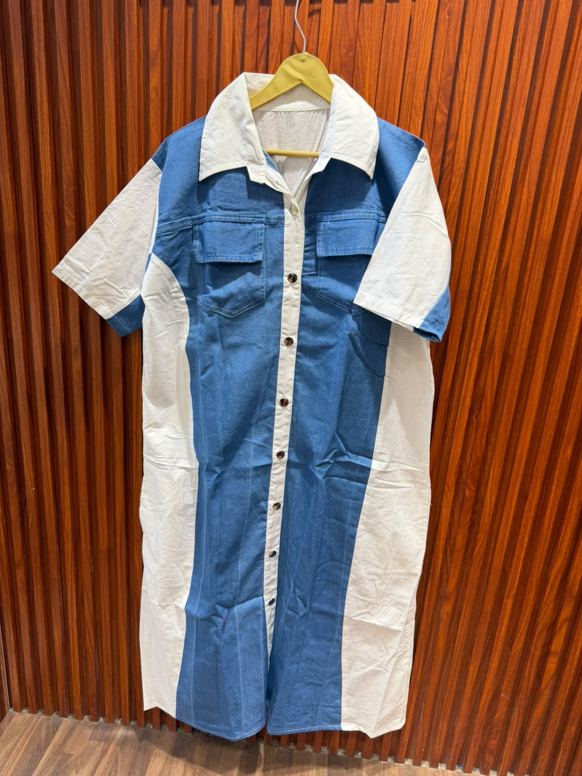 NEW LONG DENIM WITH COLOR DRESS