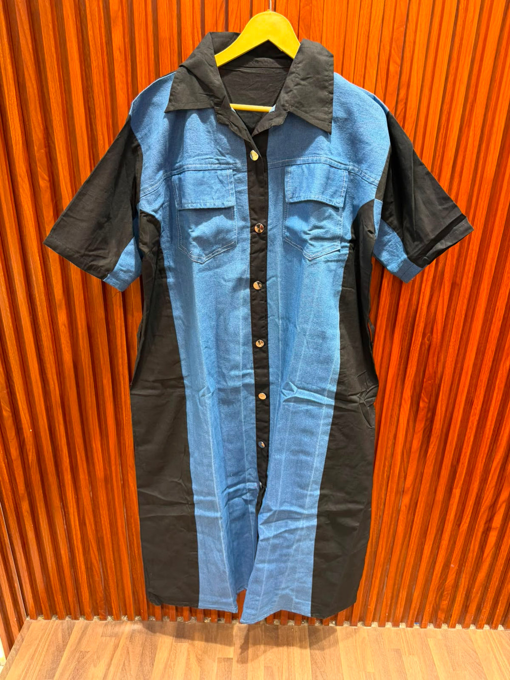 NEW LONG DENIM WITH COLOR DRESS