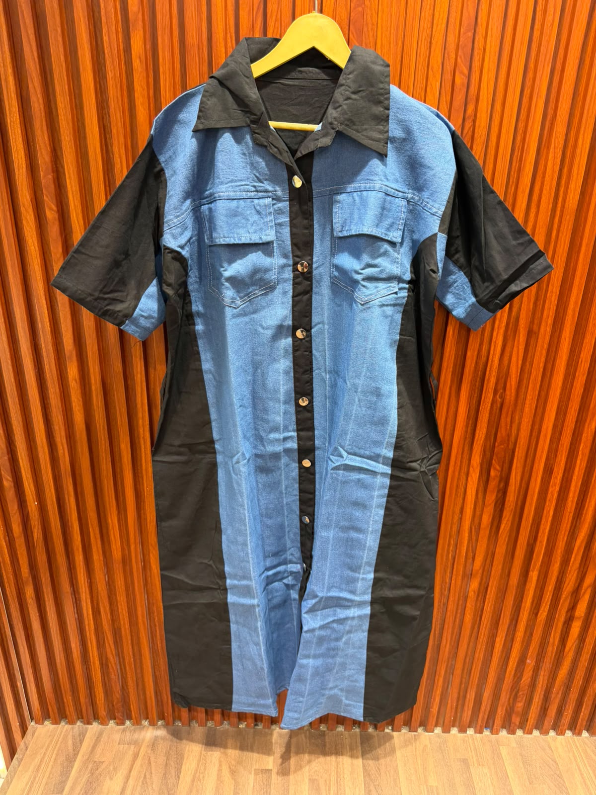 NEW LONG DENIM WITH COLOR DRESS