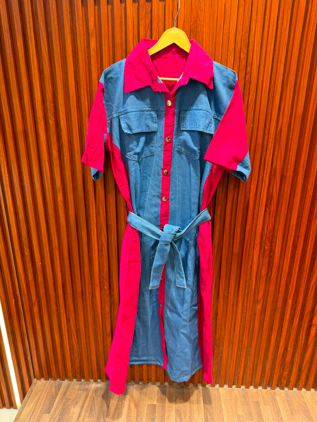 NEW LONG DENIM WITH COLOR DRESS