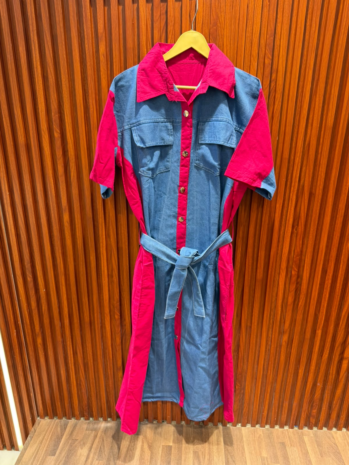 NEW LONG DENIM WITH COLOR DRESS