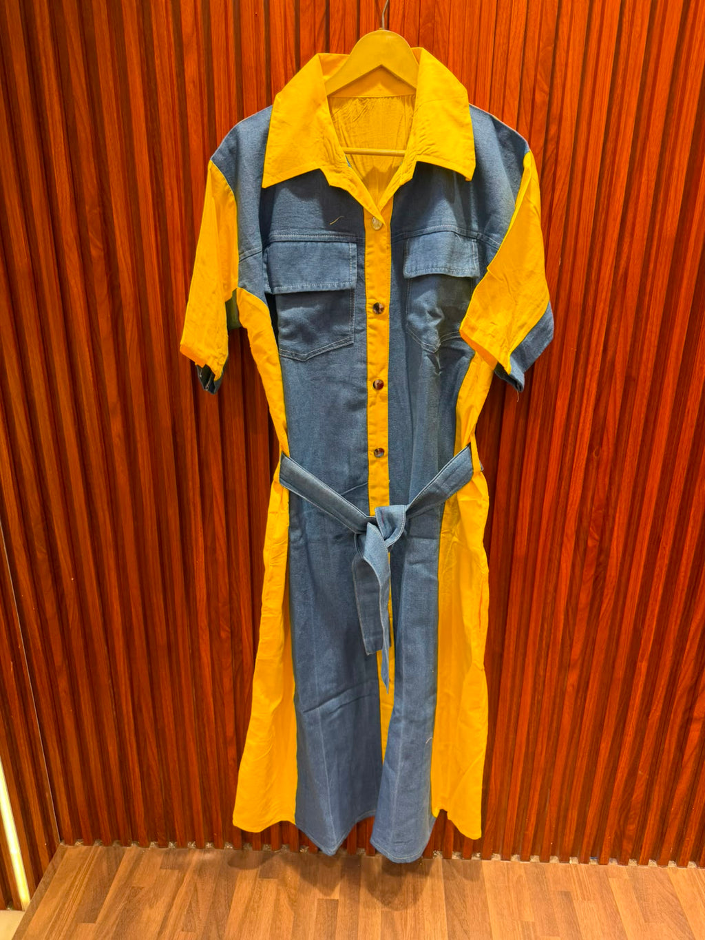 NEW LONG DENIM WITH COLOR DRESS