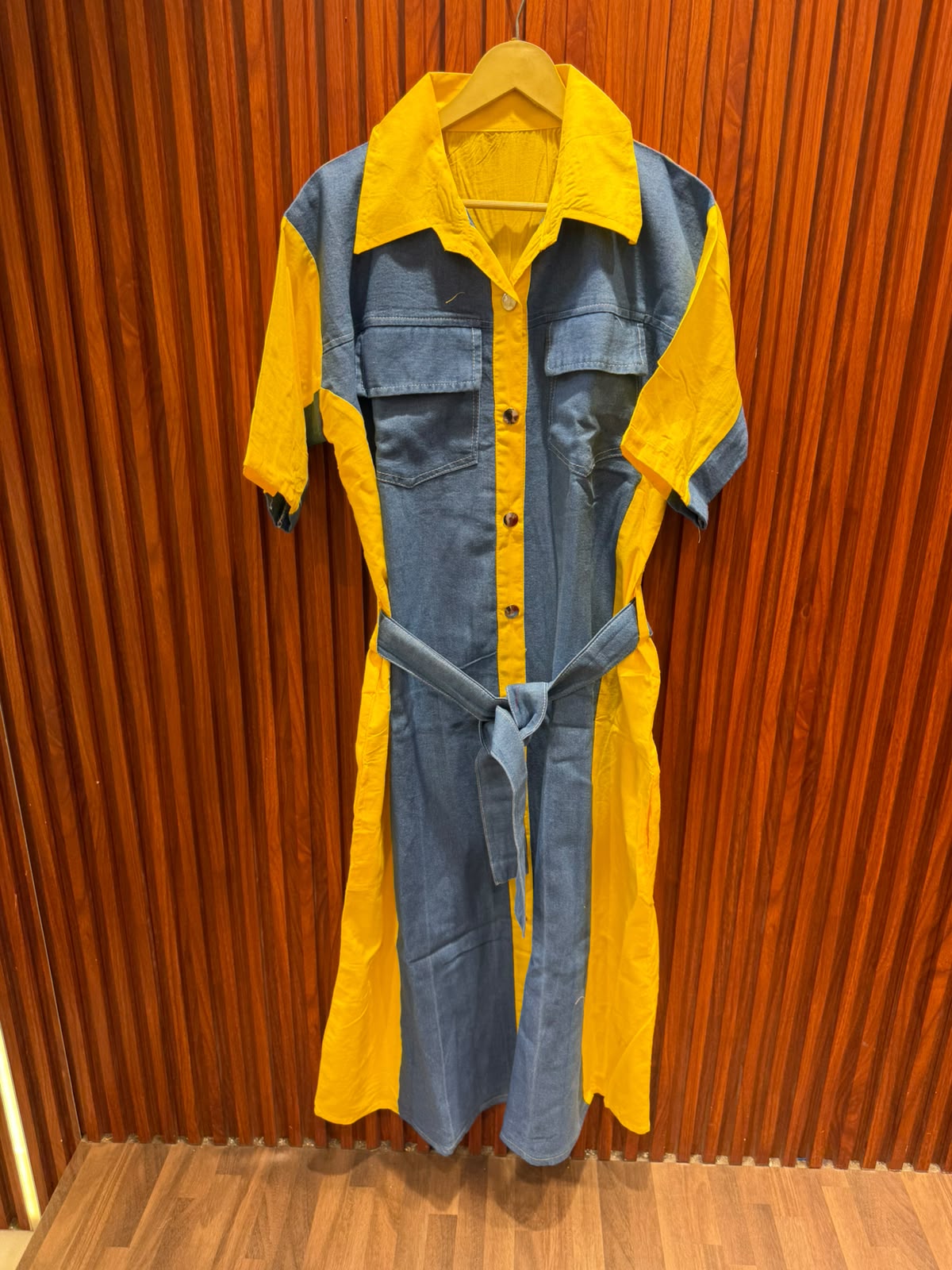 NEW LONG DENIM WITH COLOR DRESS
