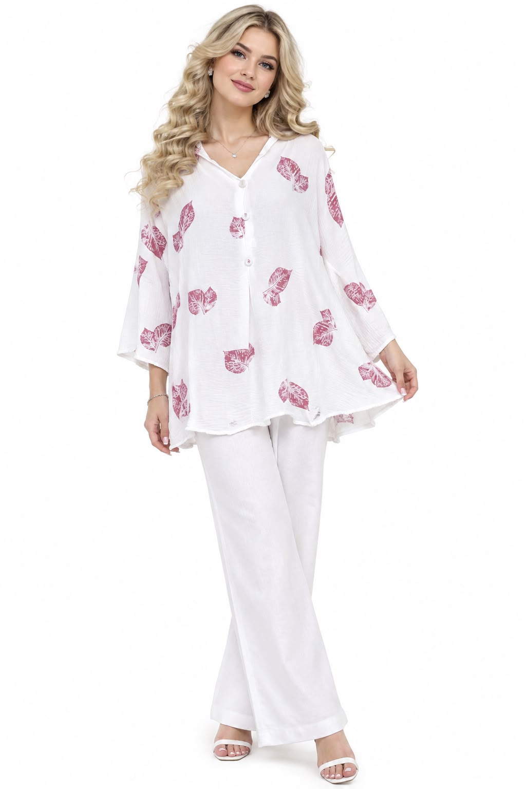 leave pattern plus size top