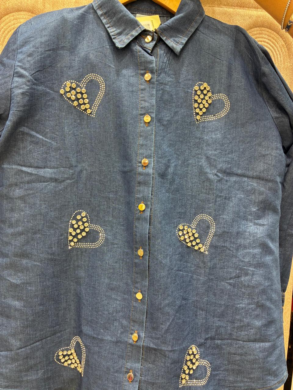 DENIM HEART CORD SET GOOD TILL TOO L TO 5XL