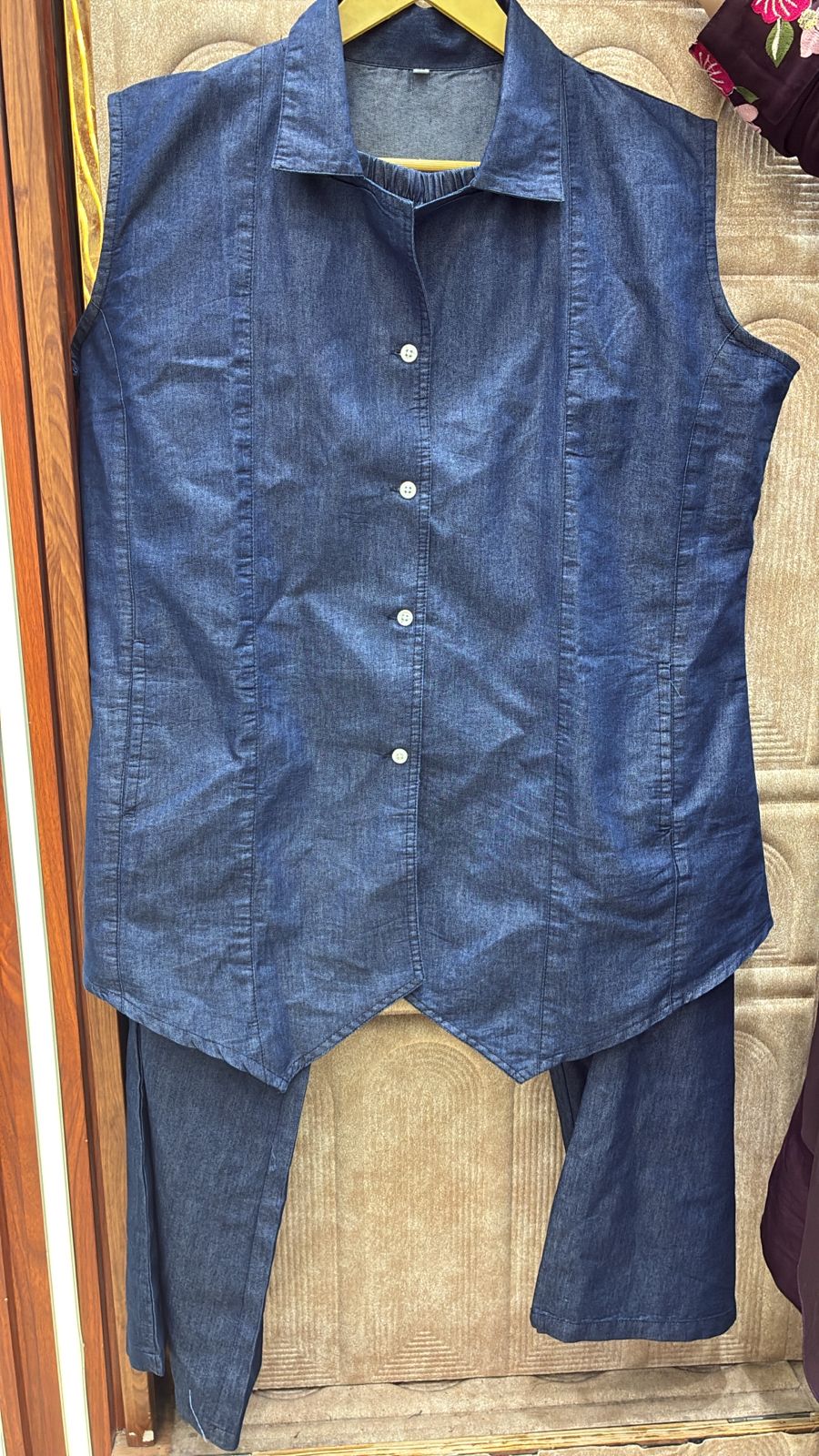 CUT SLEEEVE DENIM CORD SET