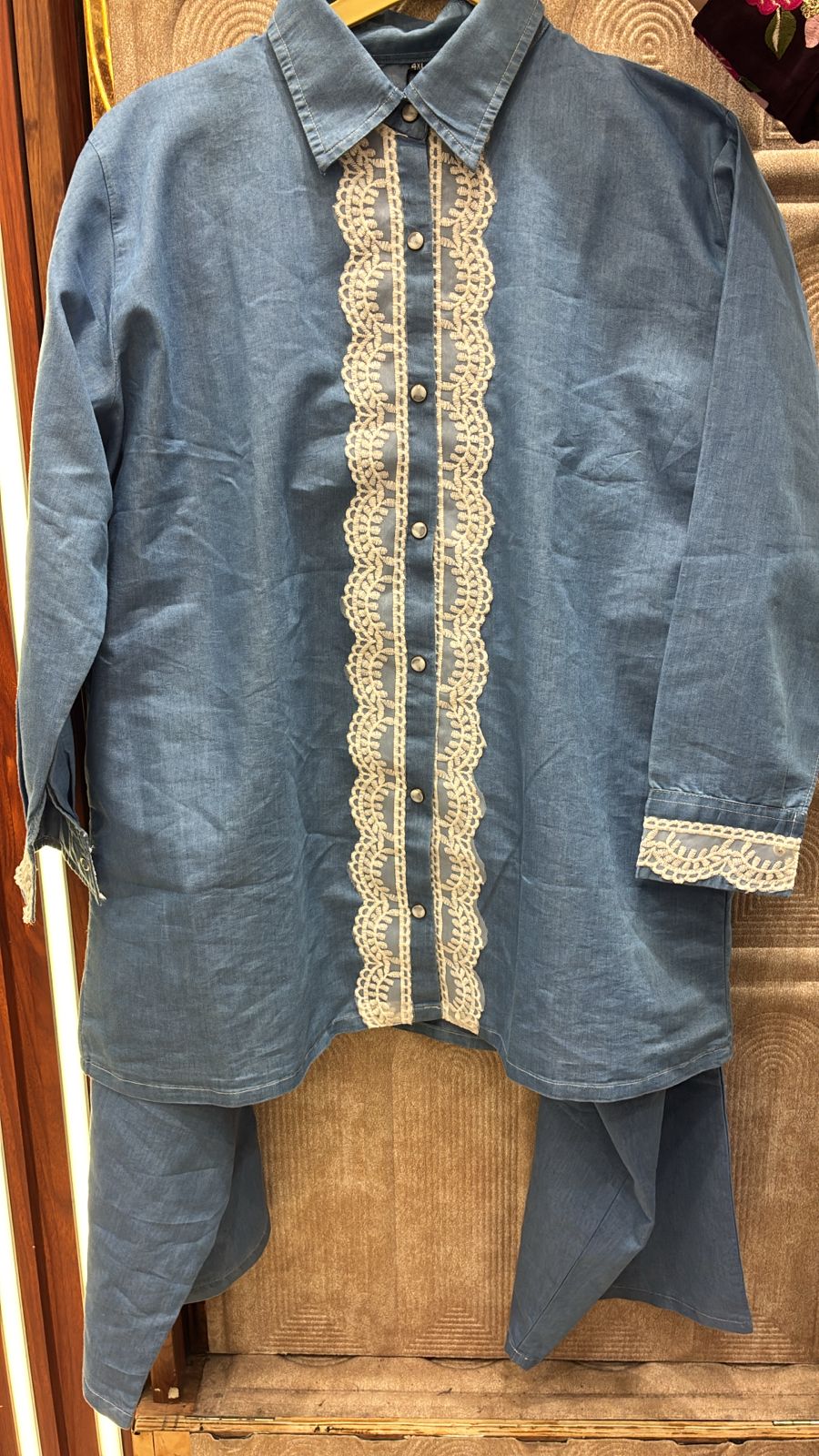 COTTON DENIM PLUS SIZE CORD SET