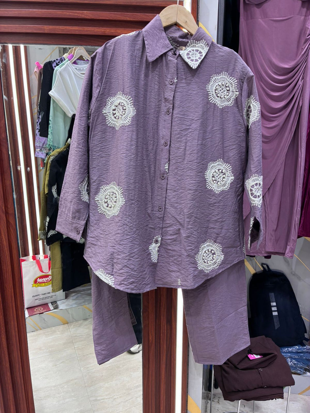 THREAD WORK SHIRT STYL CORDSET
