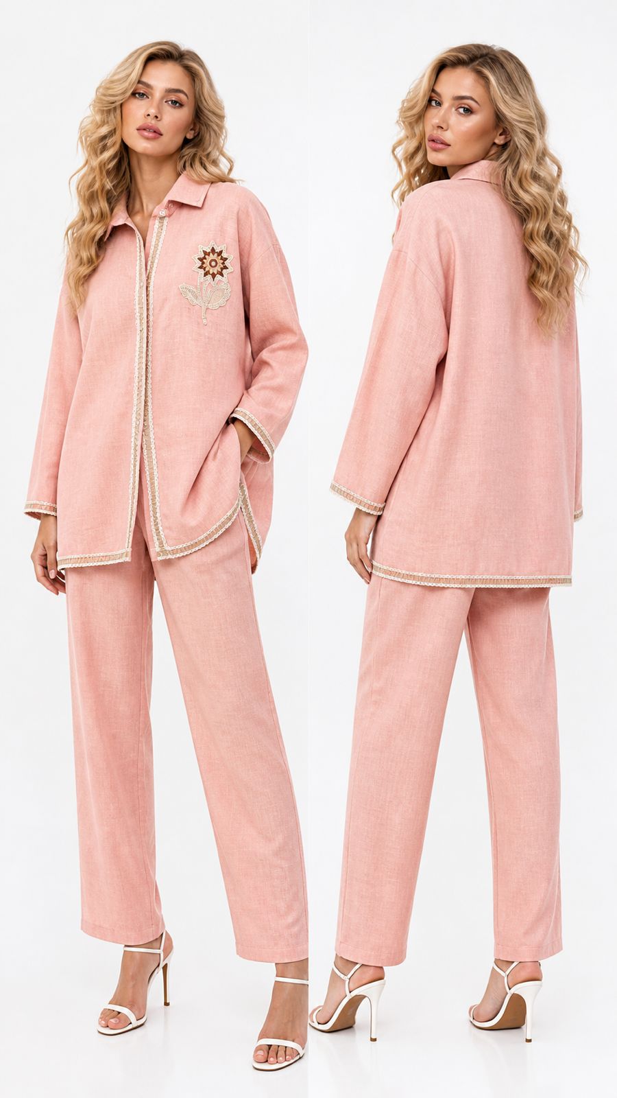 Solid with Embroidery &amp; Lace Work