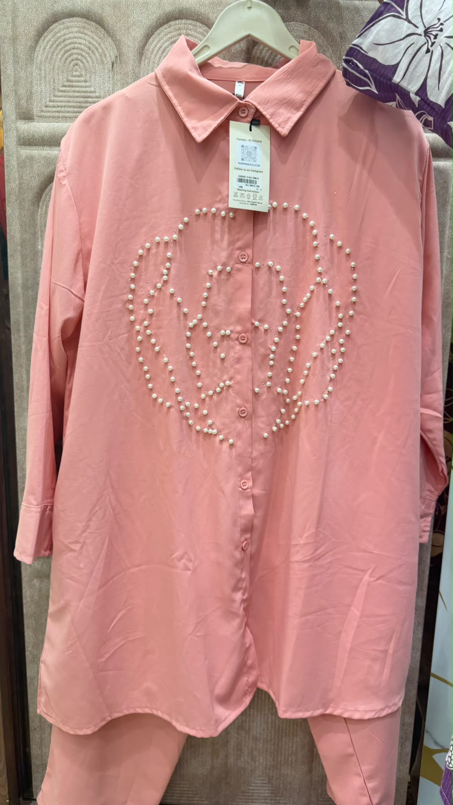 ROSE PEARLS  EMBELLISHED ABSTRACT CORD SET