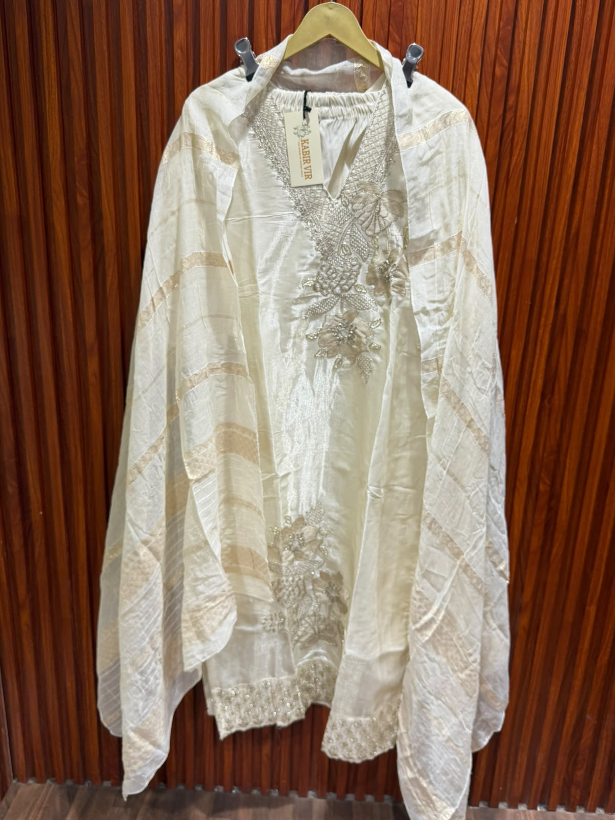 white embroidery suit