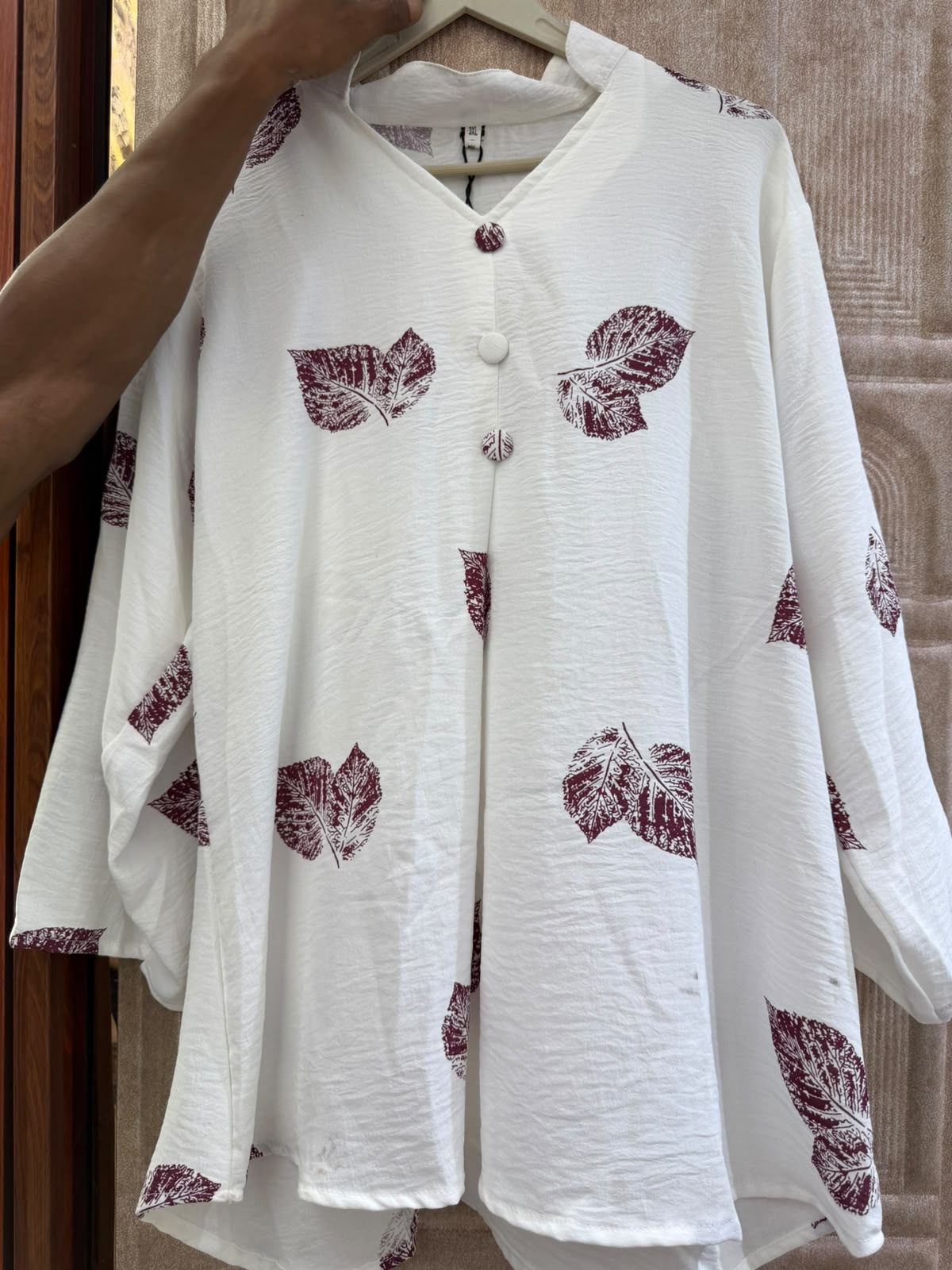 leave pattern plus size top