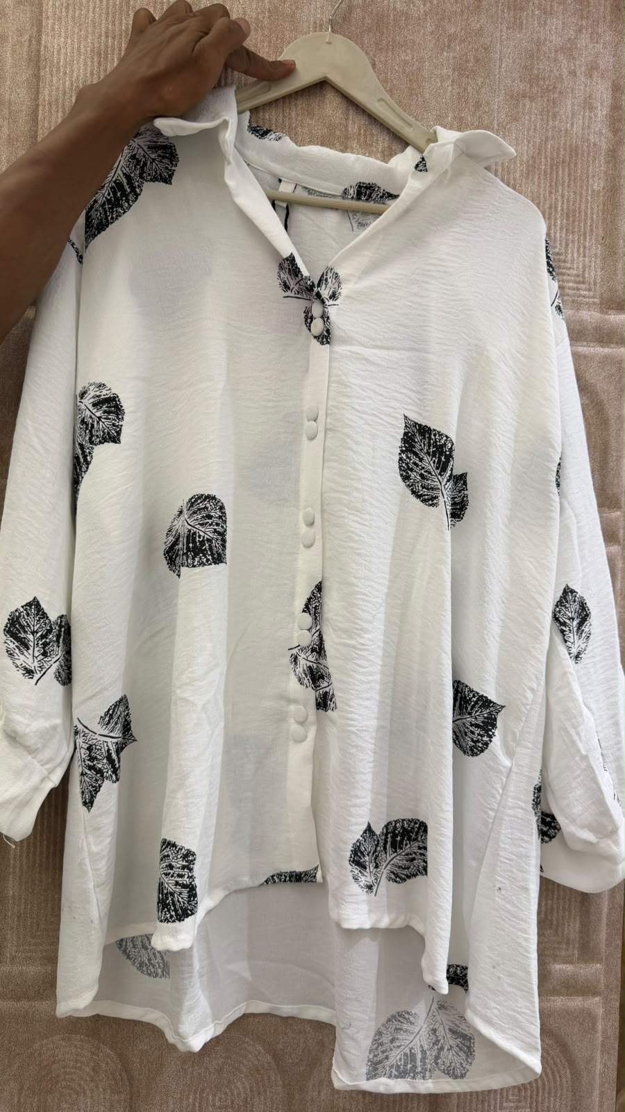leave pattern plus size top