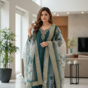 Elegant Teal Floral Suit  | M (38) - 2XL (44)