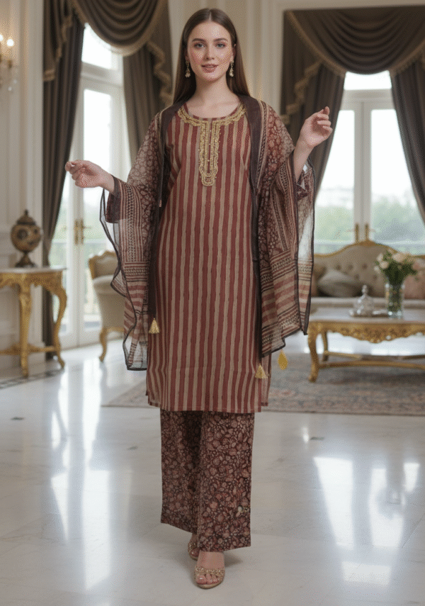 Printed Striped Pattern Suit | M (38) – 2XL (44)