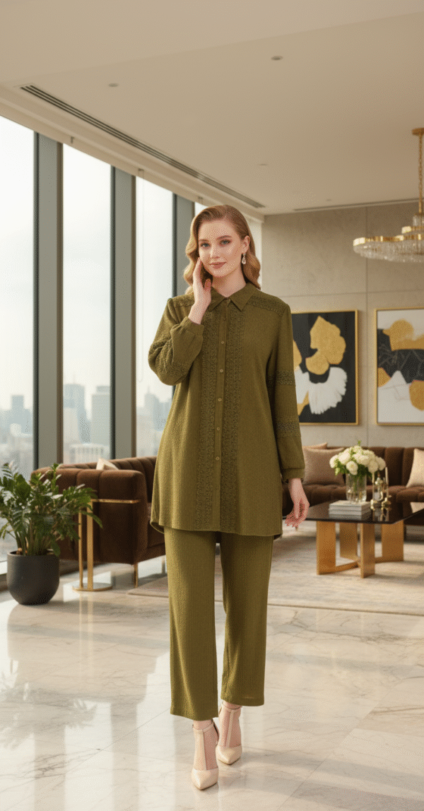 Wrinkle Flora Lace Cord Set | Free Size Till 3XL (46) – 5XL (50)