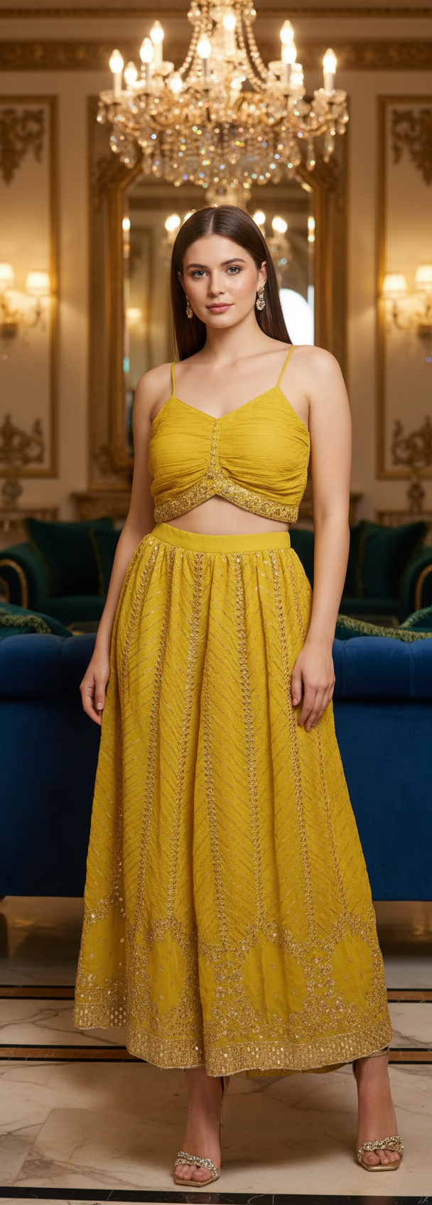 Embellished Crop top with sharara|